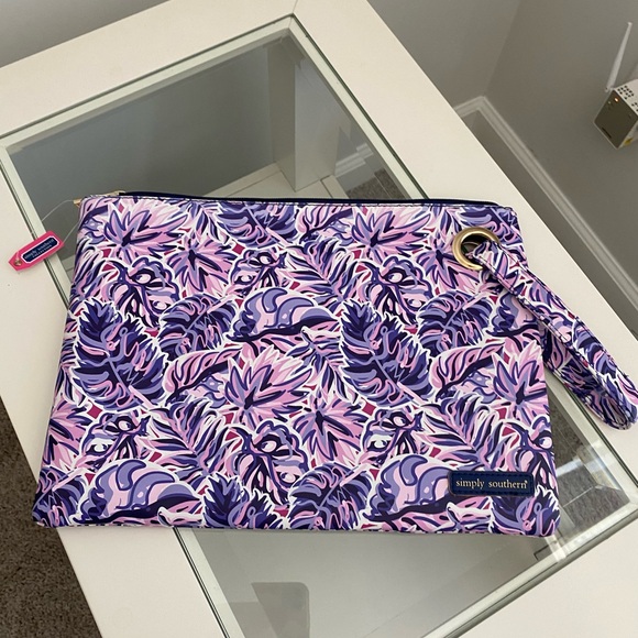Simply Southern Handbags - Simply Southern Pink & Purple Floral Wristlet Clutch